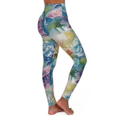 Hydrangeas Floral High Waisted Yoga Leggings