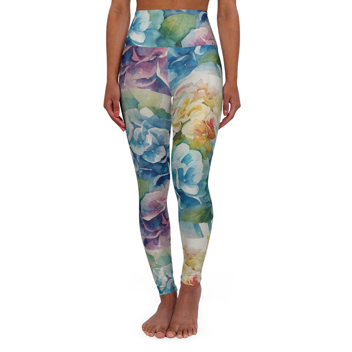 Hydrangeas Floral High Waisted Yoga Leggings