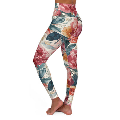 Peonies Floral High Waisted Yoga Leggings