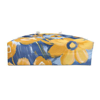 Blue and Gold Floral Weekender Tote