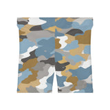 Light Blue Camo Biker Shorts