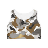 Brown and Gold Camo Sports Bra