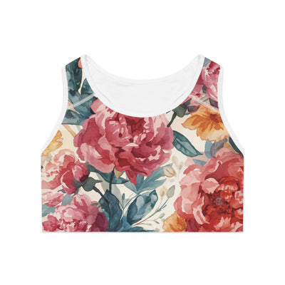 Peonies Floral Sports Bra