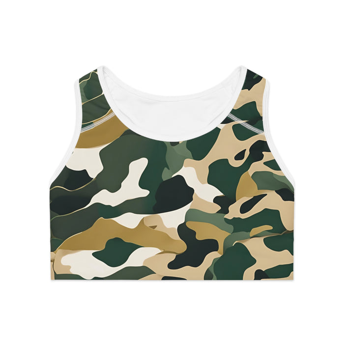 Green and Gold Camo Sports Bra