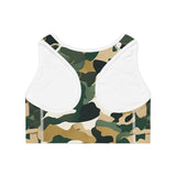 Green and Gold Camo Sports Bra
