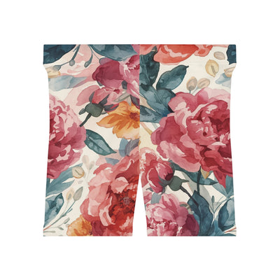 Peonies Floral Biker Shorts