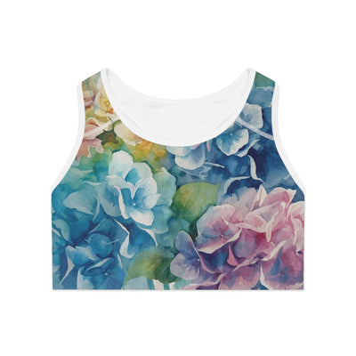 Hydrangeas Floral Sports Bra