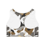 Brown and Gold Camo Sports Bra