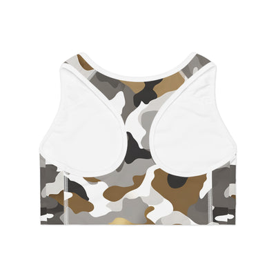 Brown and Gold Camo Sports Bra