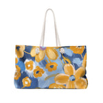Blue and Gold Floral Weekender Tote