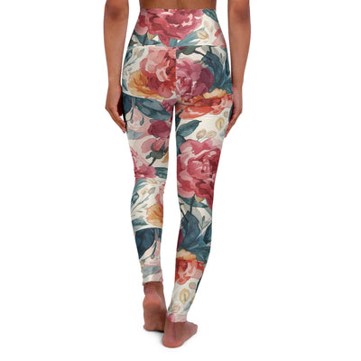Peonies Floral High Waisted Yoga Leggings