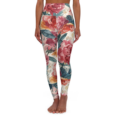 Peonies Floral High Waisted Yoga Leggings