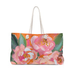 Orange and White Floral Weekender Tote