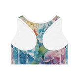 Hydrangeas Floral Sports Bra