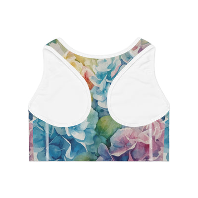 Hydrangeas Floral Sports Bra