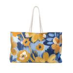Blue and Gold Floral Weekender Tote